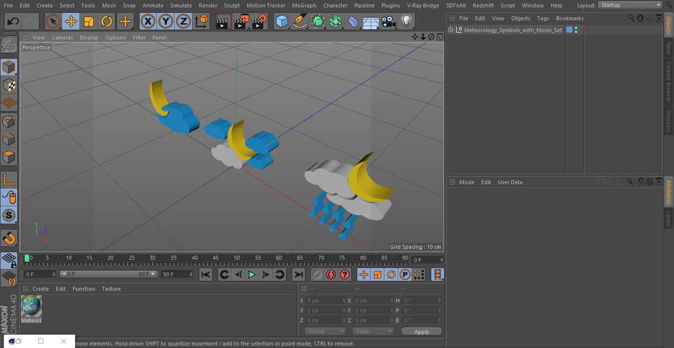 3D Meteorology Symbols with Moon Set model