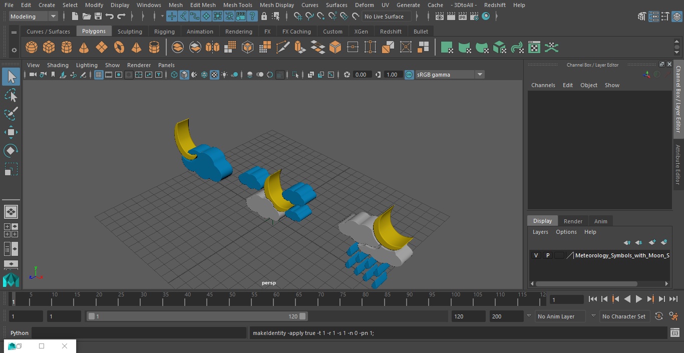 3D Meteorology Symbols with Moon Set model