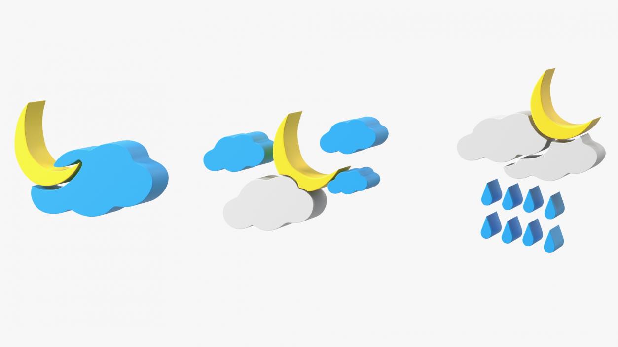 3D Meteorology Symbols with Moon Set model