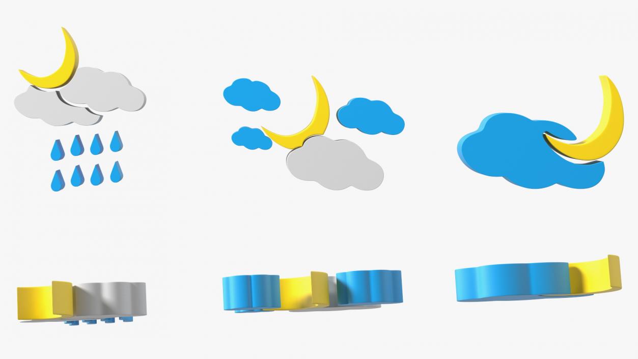 3D Meteorology Symbols with Moon Set model