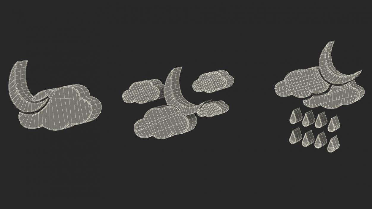 3D Meteorology Symbols with Moon Set model