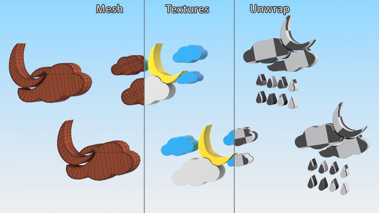 3D Meteorology Symbols with Moon Set model