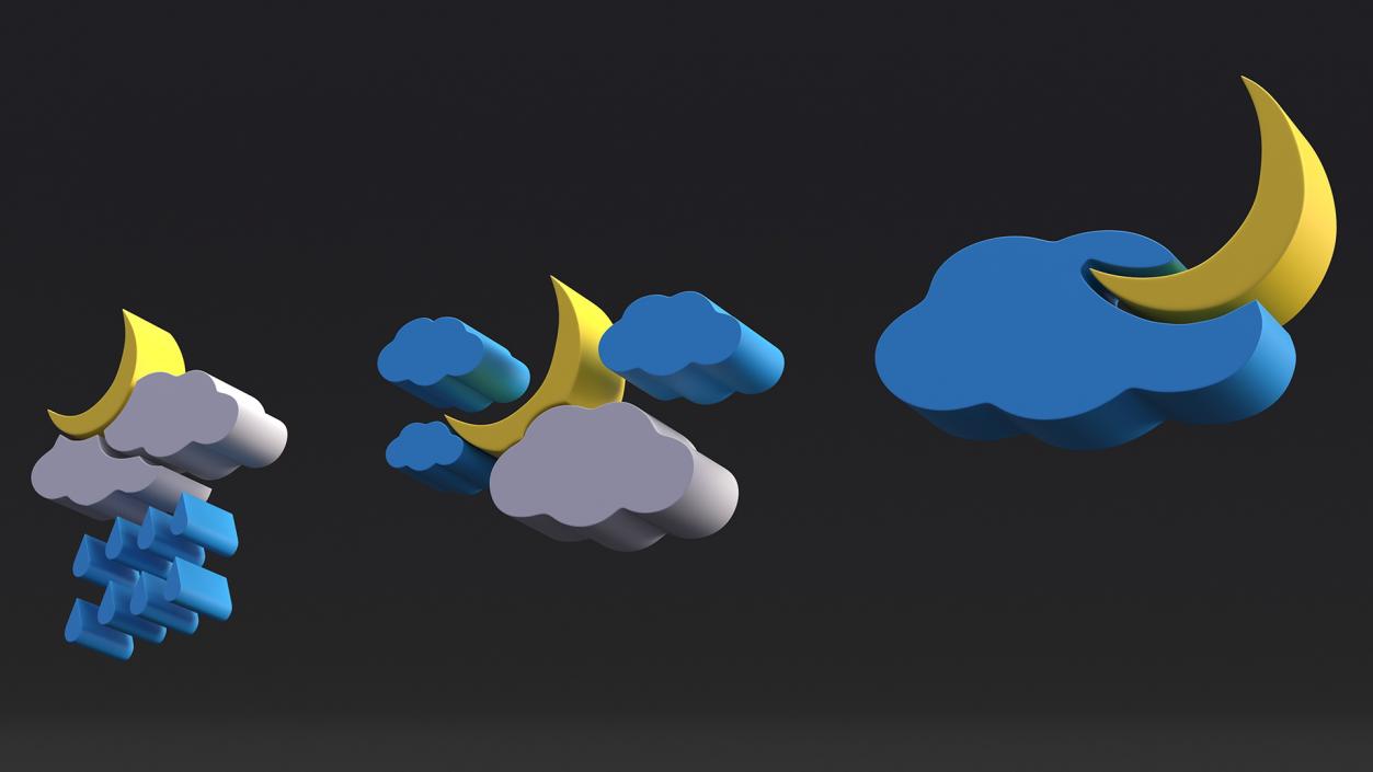 3D Meteorology Symbols with Moon Set model