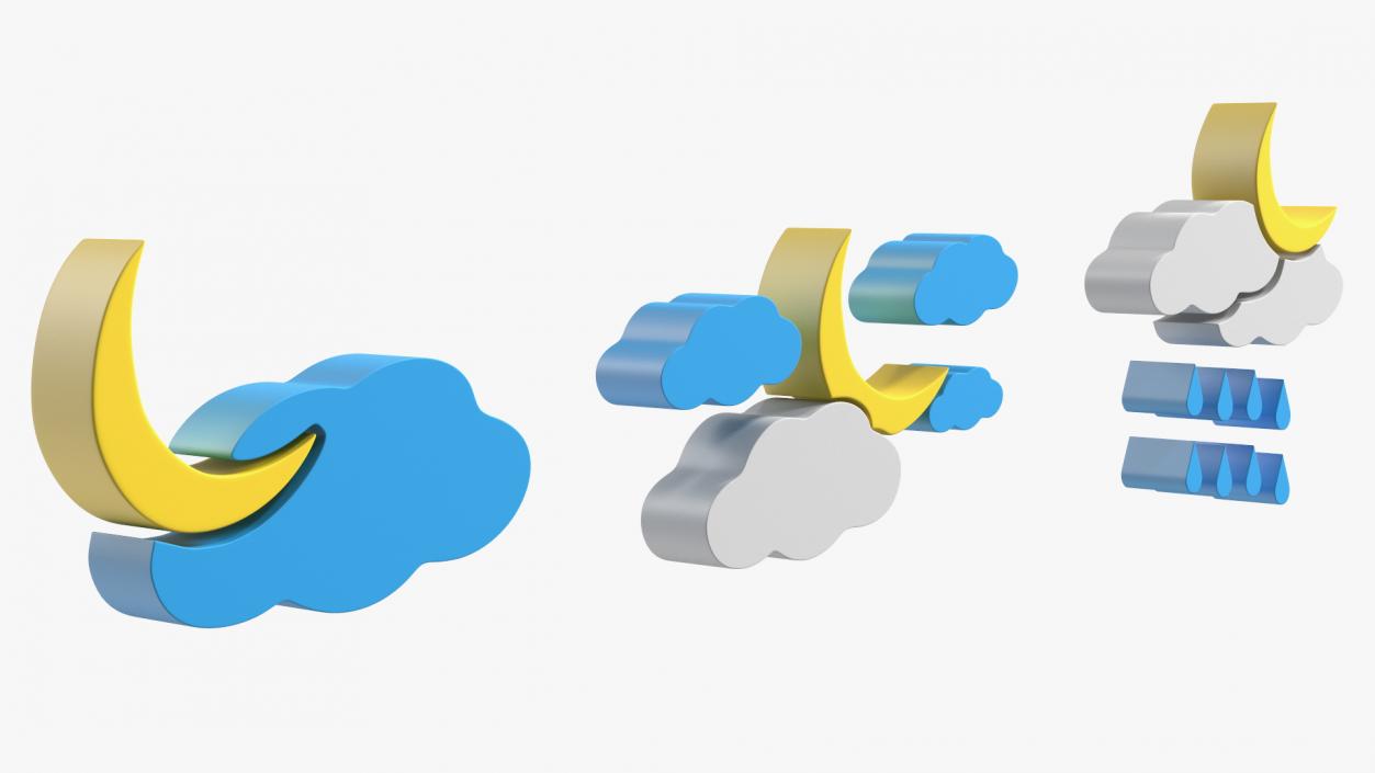 3D Meteorology Symbols with Moon Set model