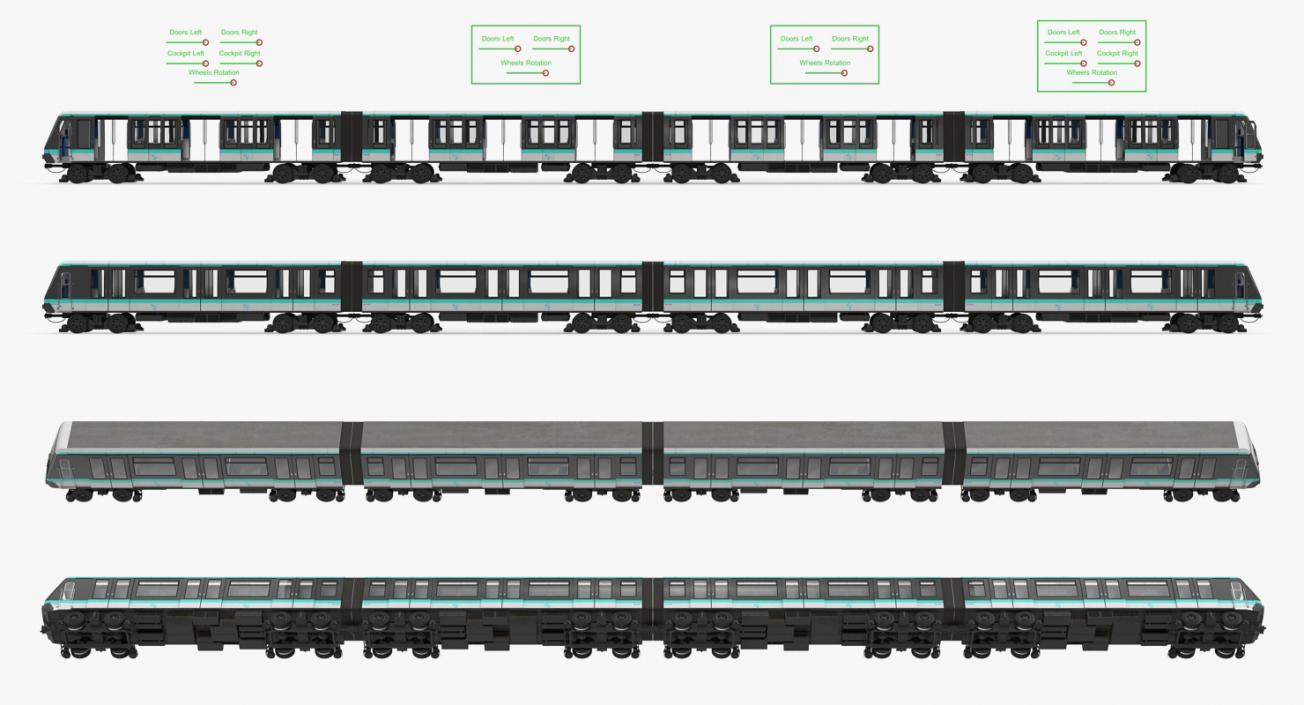 3D Subway Trains Rigged Collection 2 model