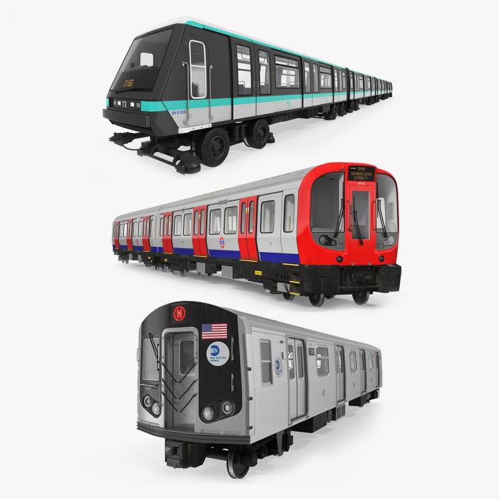 3D Subway Trains Rigged Collection 2 model