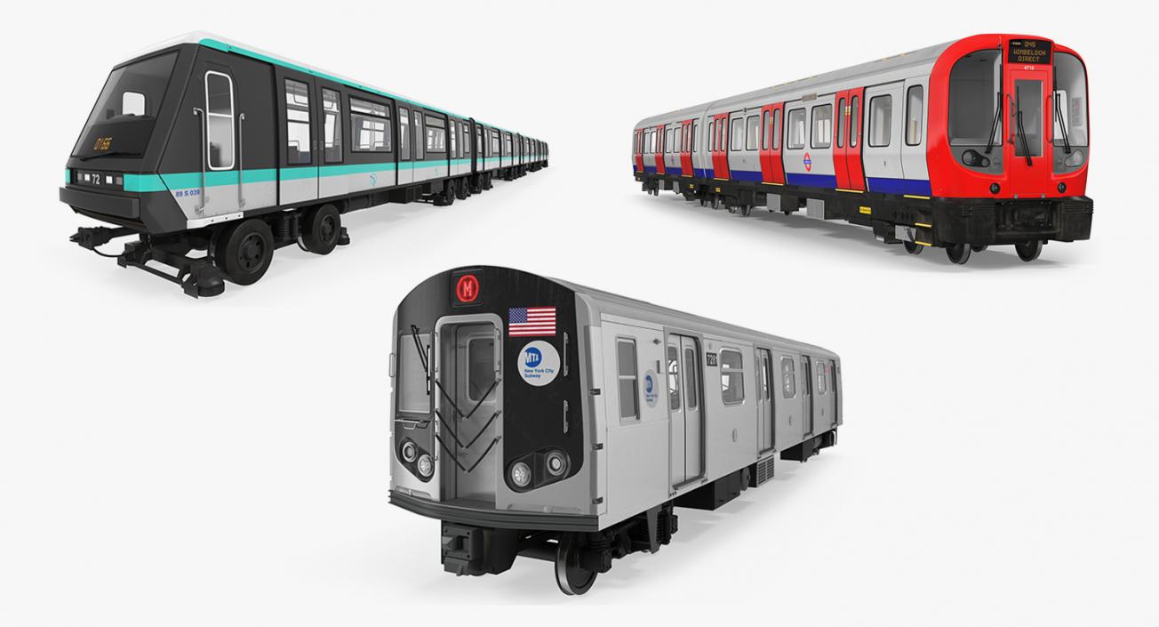 3D Subway Trains Rigged Collection 2 model