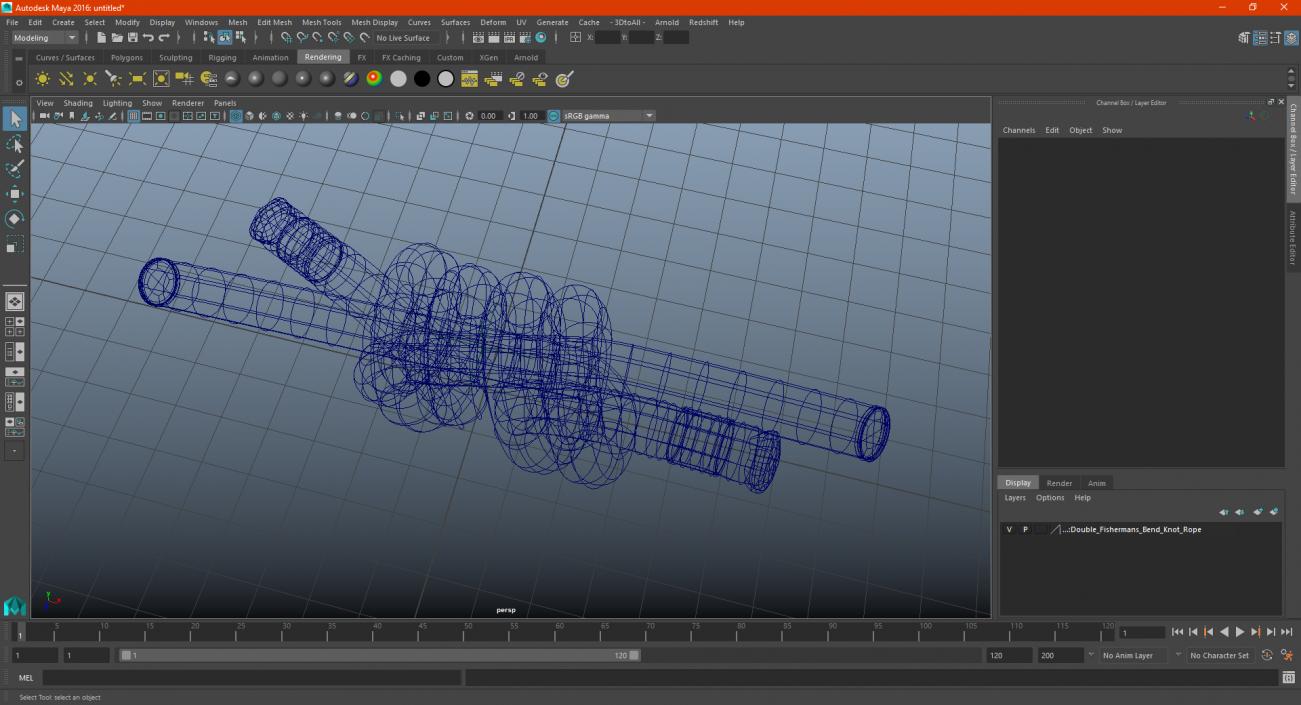 Double Fishermans Bend Knot Rope 3D