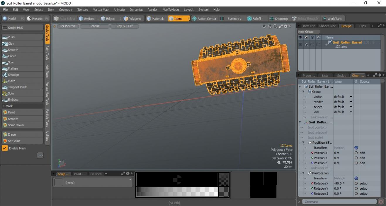 3D Soil Roller Barrel model