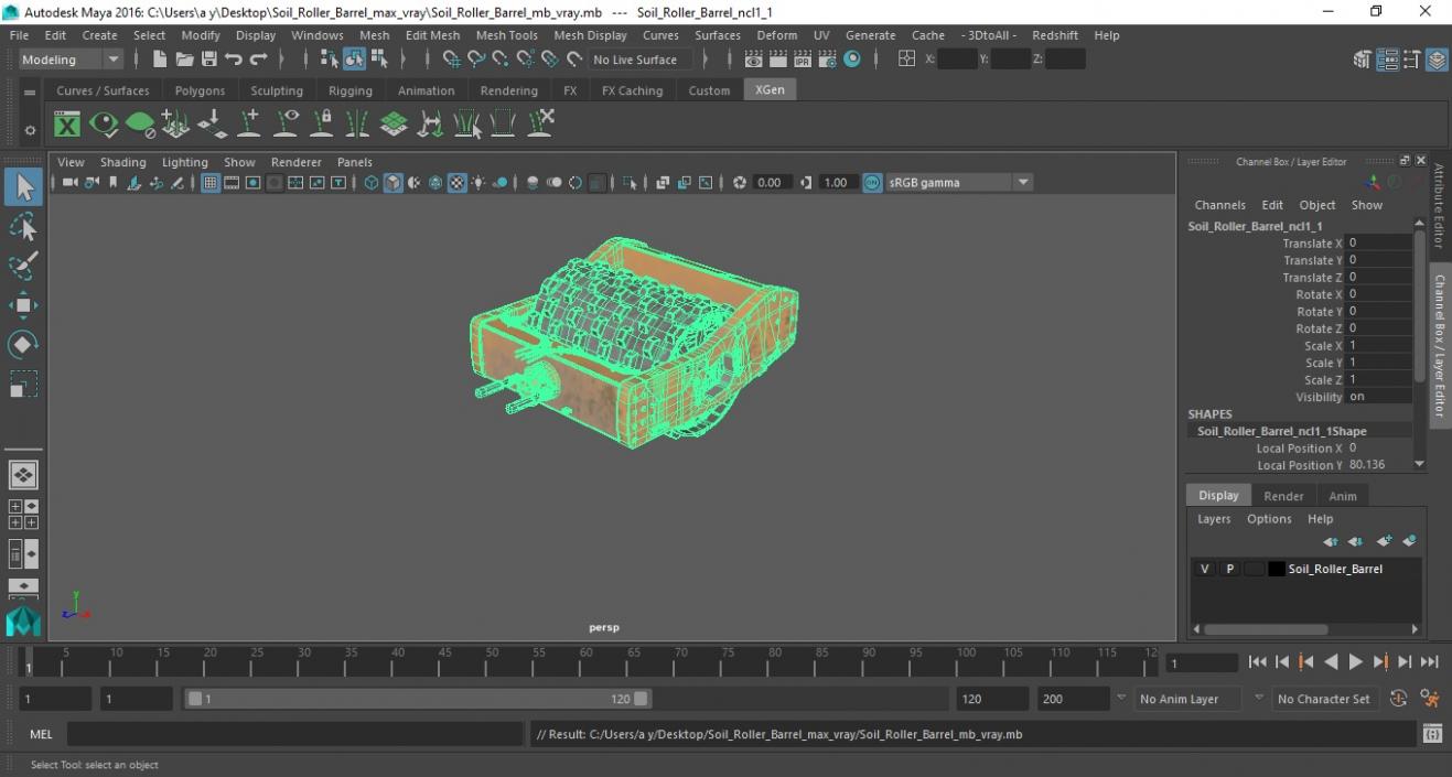 3D Soil Roller Barrel model