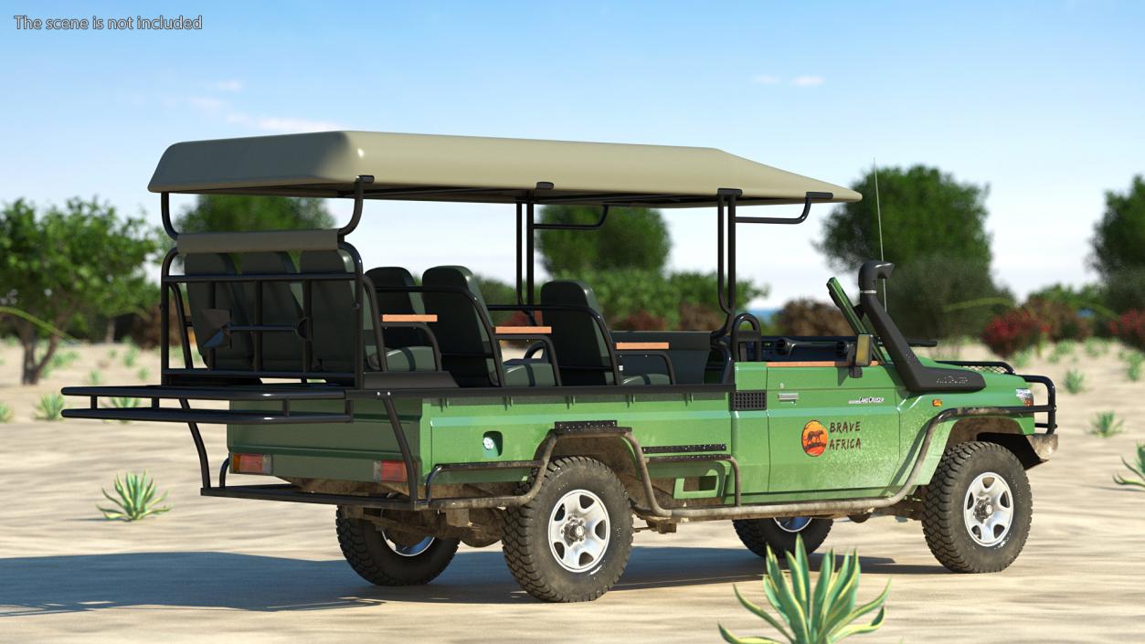 Toyota Land Cruiser Safari Open Sided Green Dirty 3D model