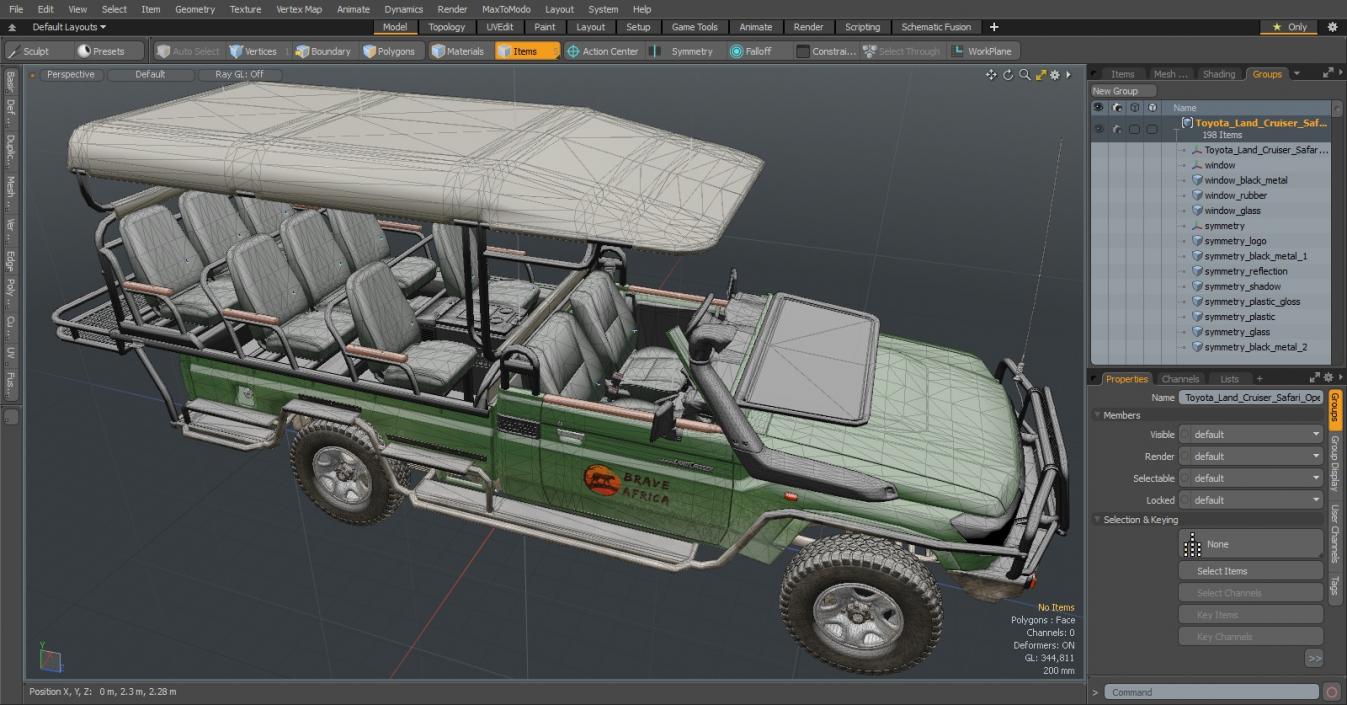 Toyota Land Cruiser Safari Open Sided Green Dirty 3D model