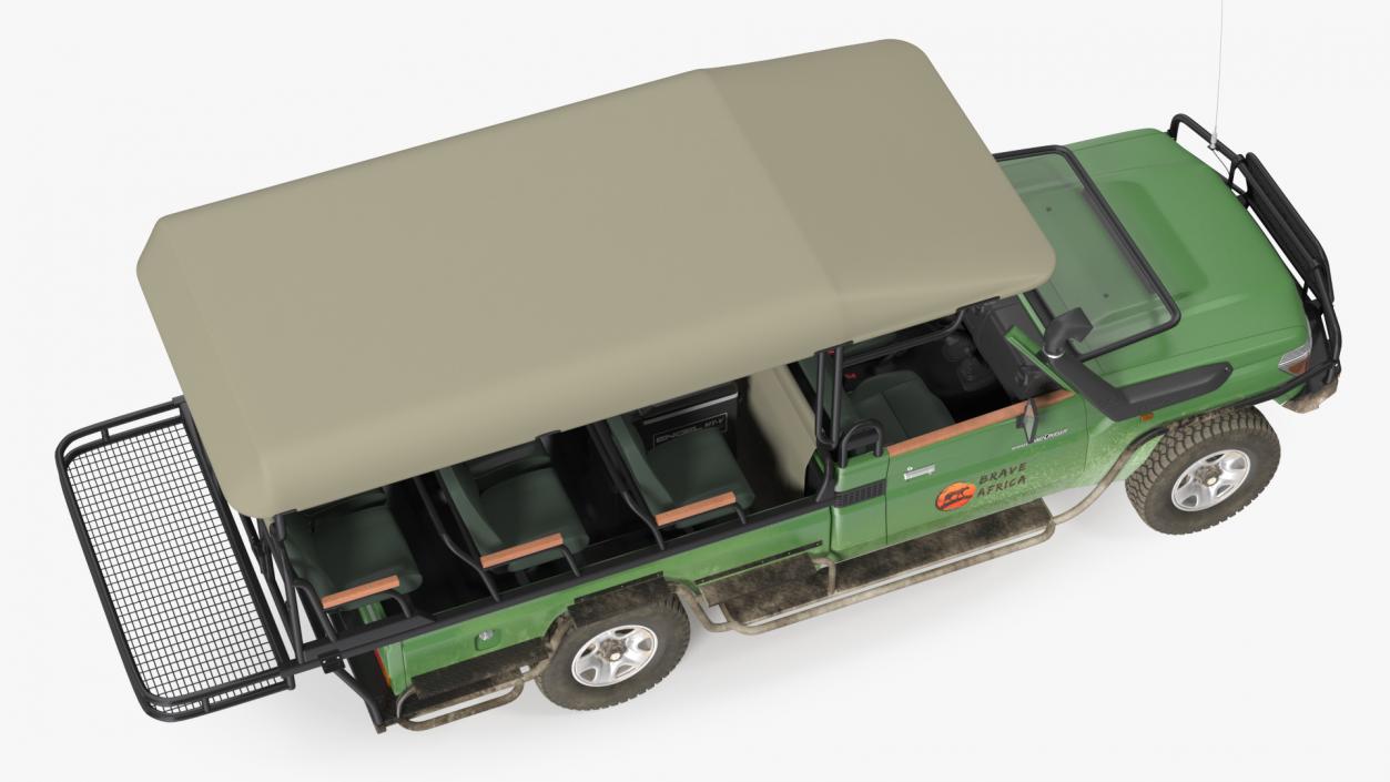 Toyota Land Cruiser Safari Open Sided Green Dirty 3D model