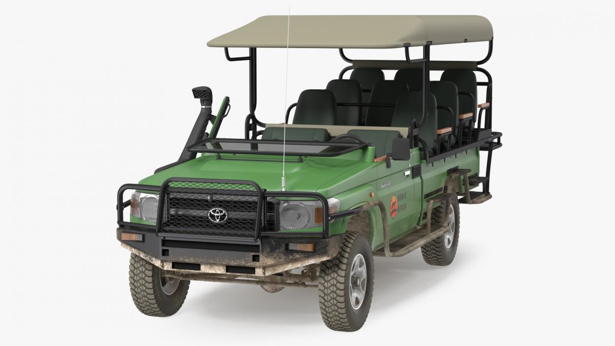 Toyota Land Cruiser Safari Open Sided Green Dirty 3D model