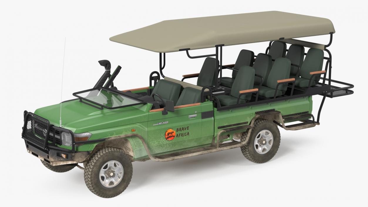 Toyota Land Cruiser Safari Open Sided Green Dirty 3D model