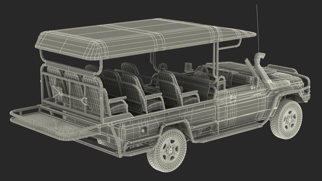 Toyota Land Cruiser Safari Open Sided Green Dirty 3D model