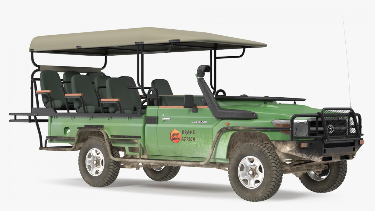 Toyota Land Cruiser Safari Open Sided Green Dirty 3D model