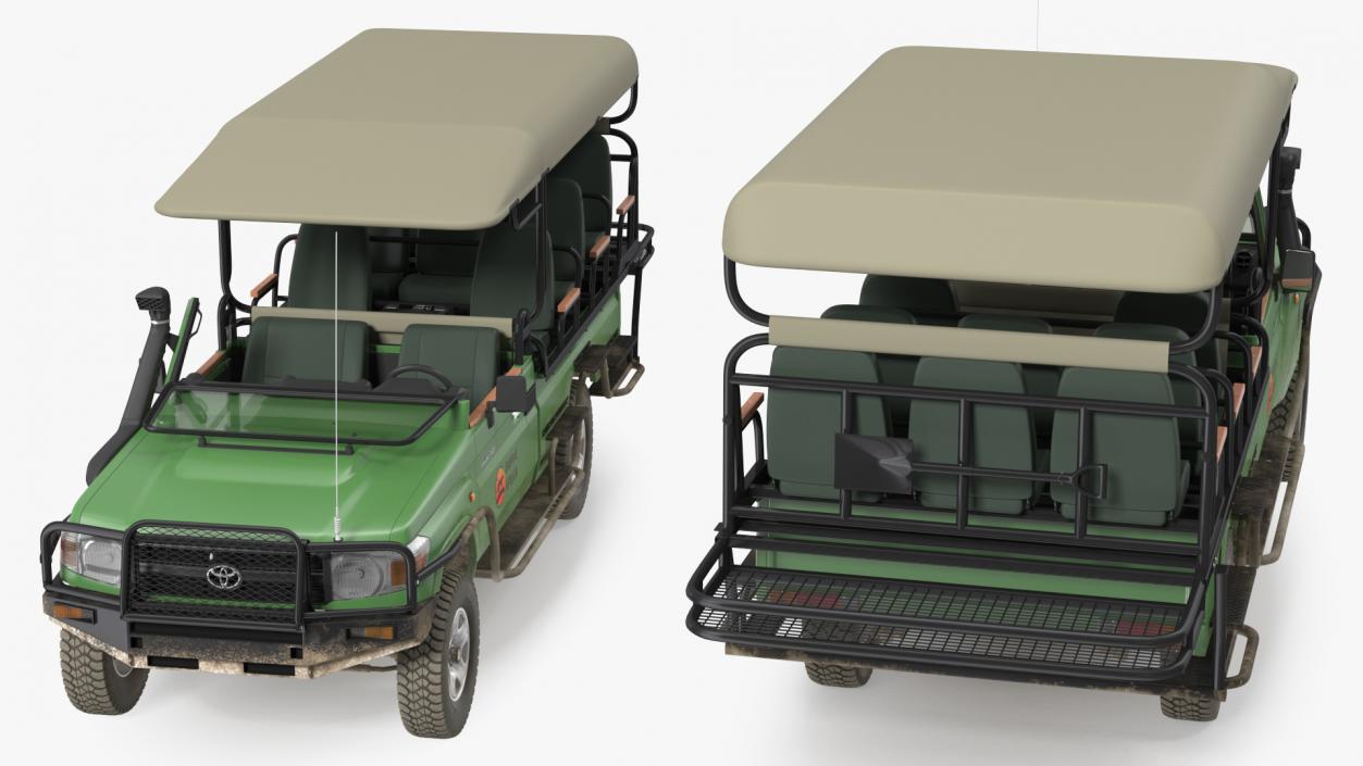 Toyota Land Cruiser Safari Open Sided Green Dirty 3D model