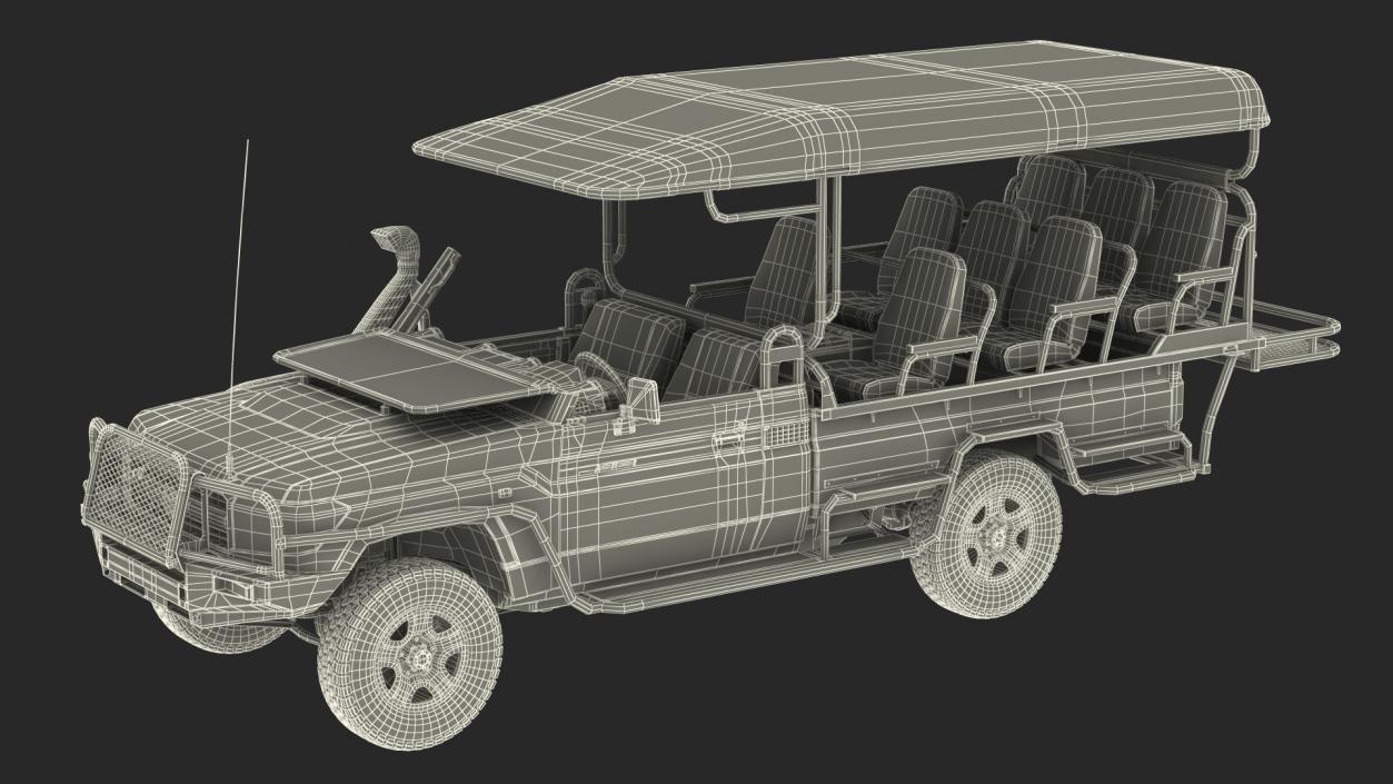 Toyota Land Cruiser Safari Open Sided Green Dirty 3D model