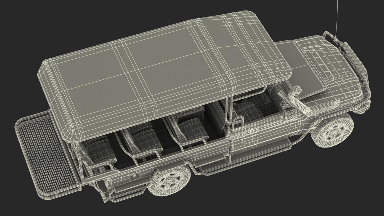 Toyota Land Cruiser Safari Open Sided Green Dirty 3D model