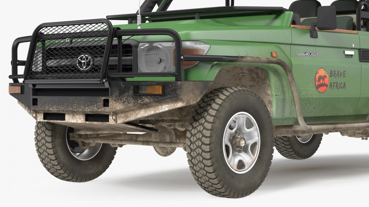 Toyota Land Cruiser Safari Open Sided Green Dirty 3D model