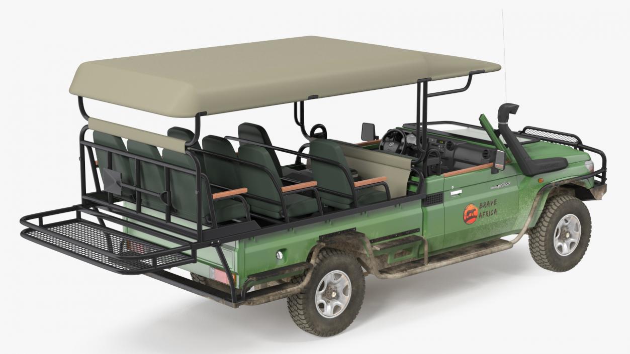 Toyota Land Cruiser Safari Open Sided Green Dirty 3D model