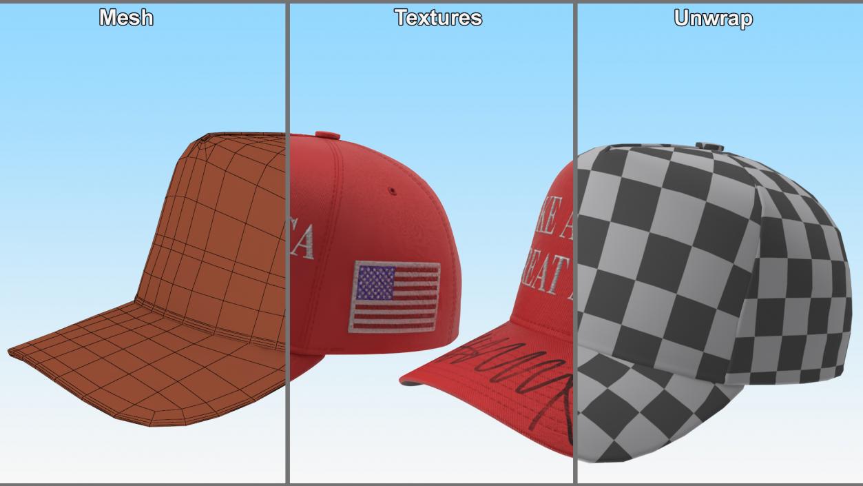 Trump Baseball Cap Red 3D