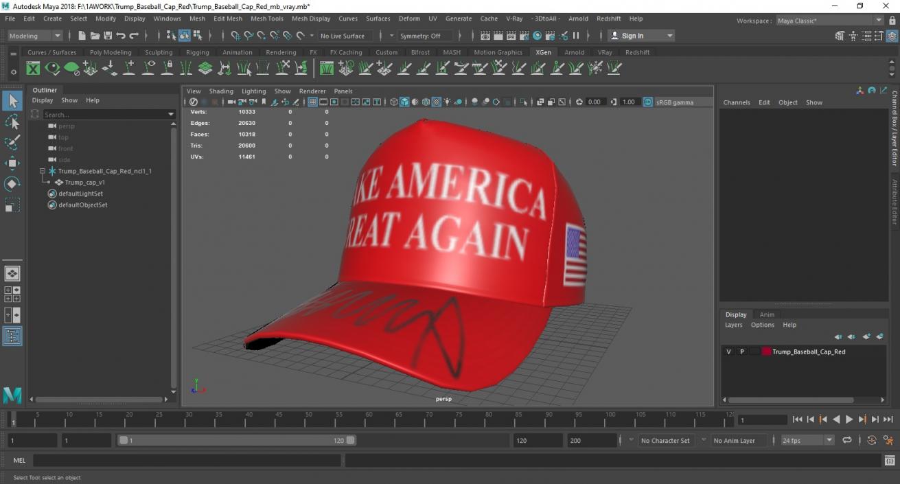 Trump Baseball Cap Red 3D