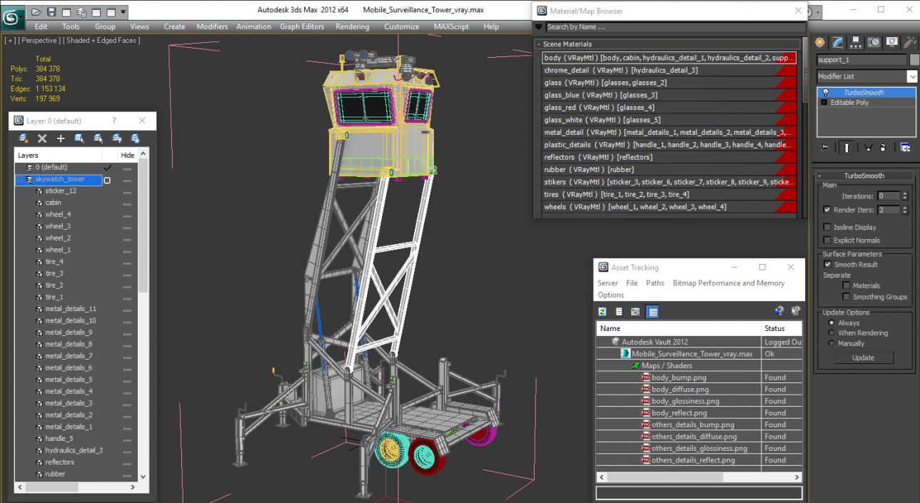 3D model Mobile Surveillance Tower