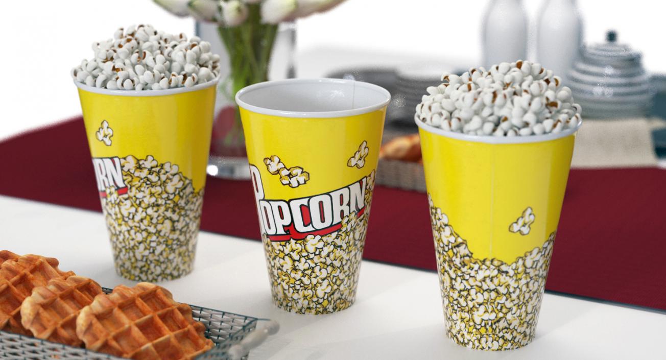 Empty Round Paper Popcorn Cup 3D model