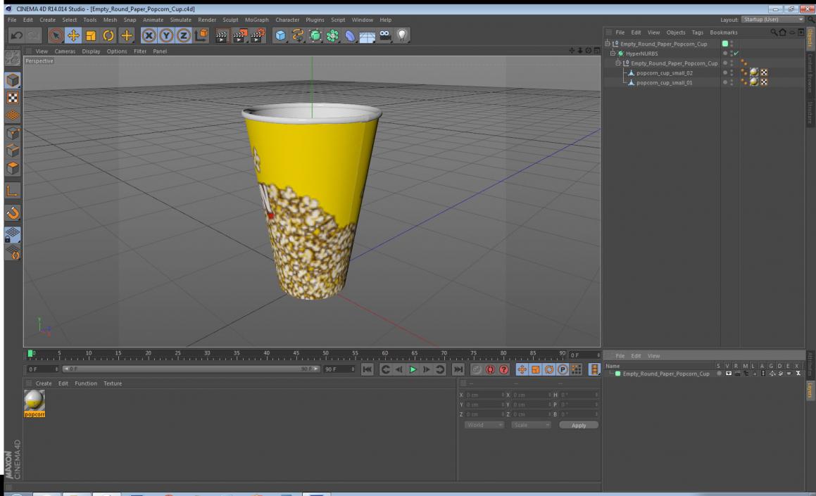 Empty Round Paper Popcorn Cup 3D model