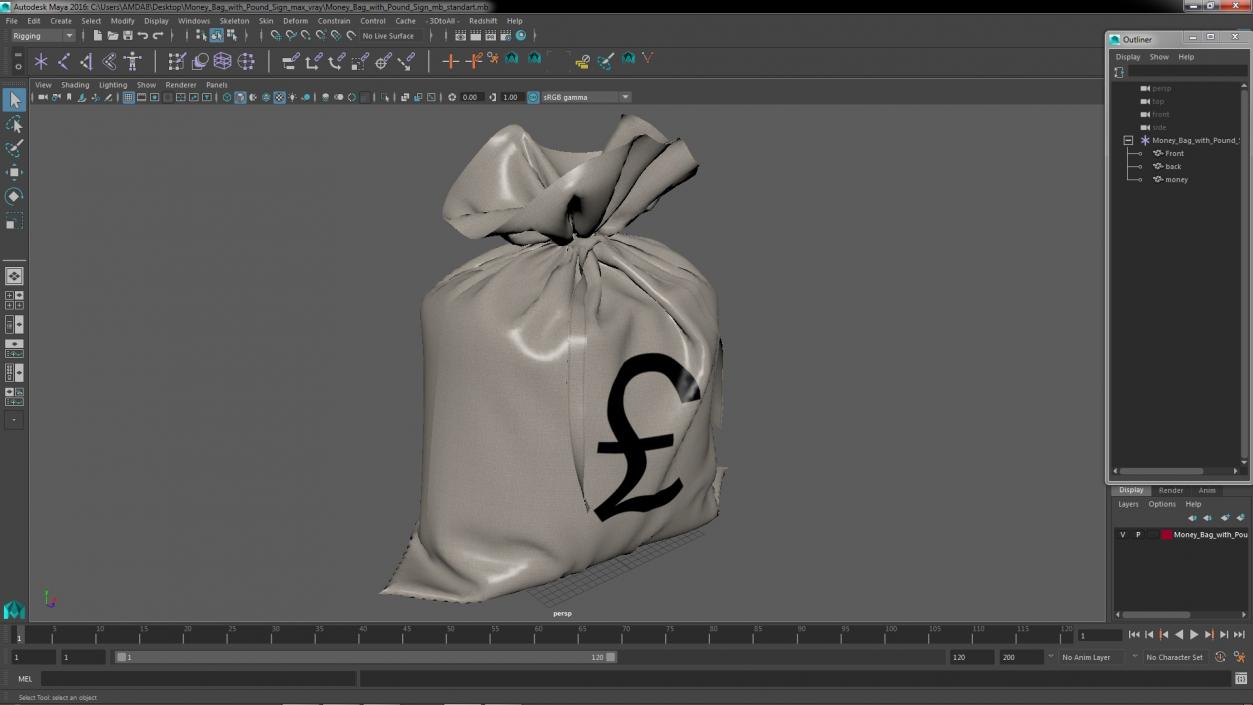 3D model Money Bag with Pound Sign