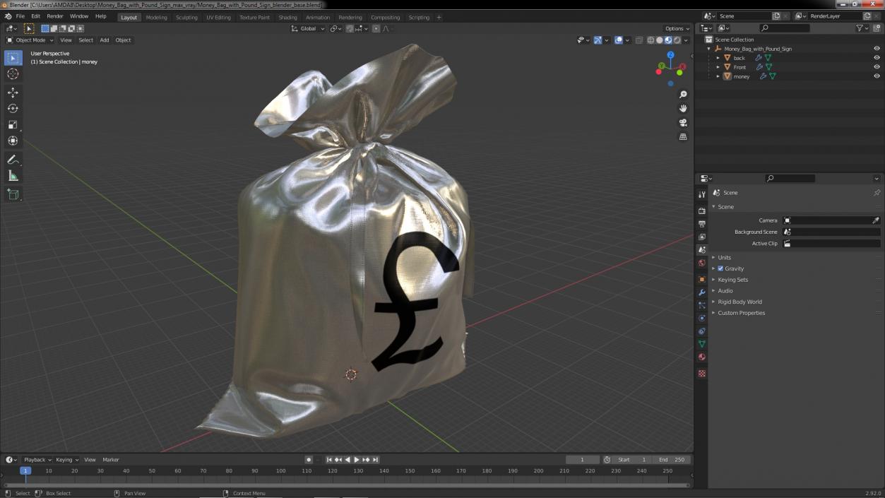 3D model Money Bag with Pound Sign