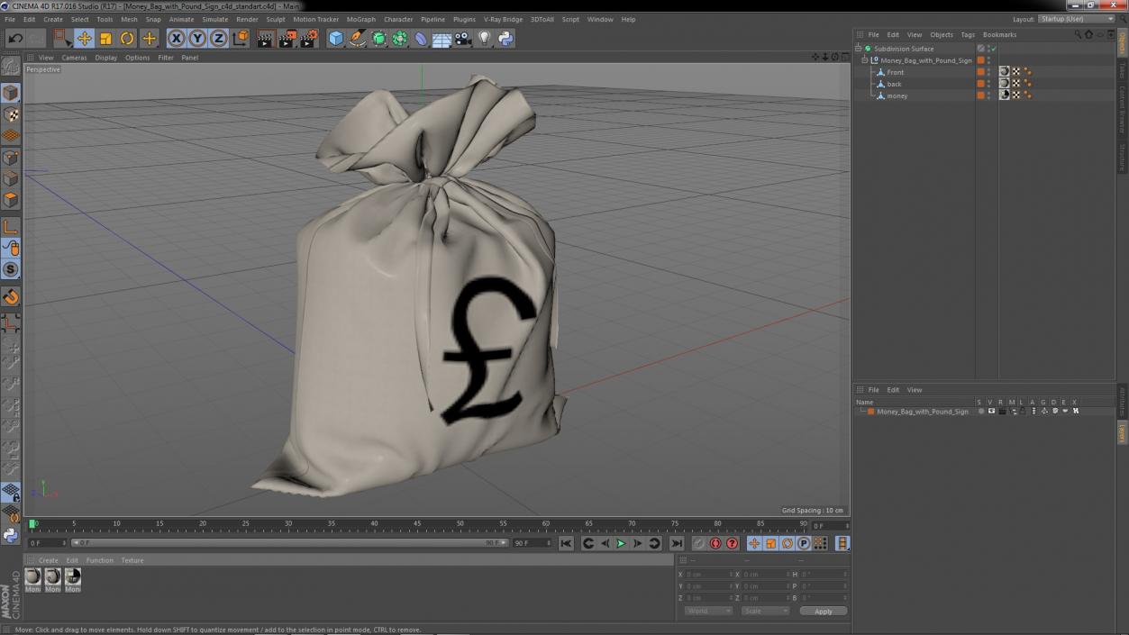 3D model Money Bag with Pound Sign