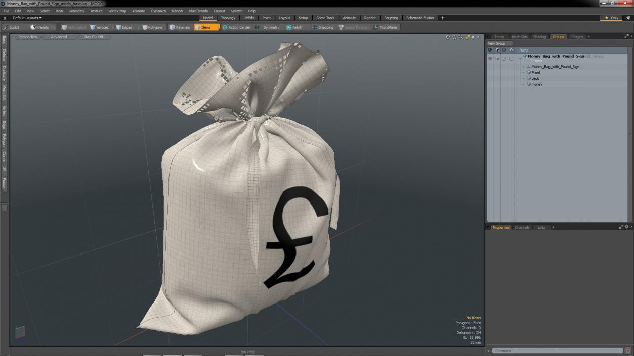 3D model Money Bag with Pound Sign