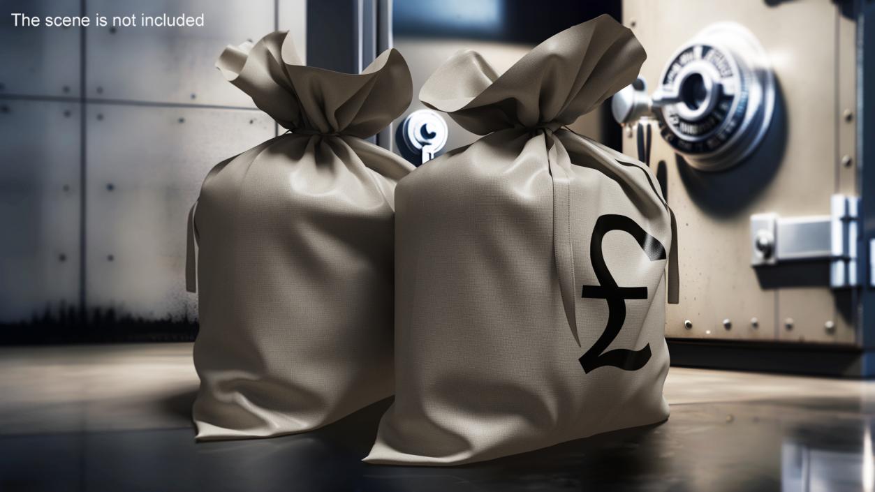 3D model Money Bag with Pound Sign