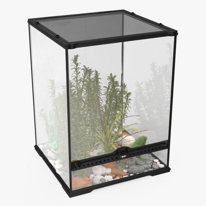 Tall Terrarium for Reptiles with Iguana 3D model