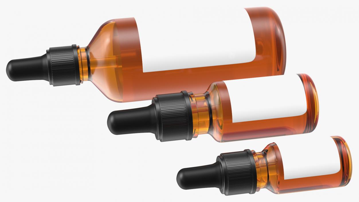 3D Amber Glass Dropper Bottles Set