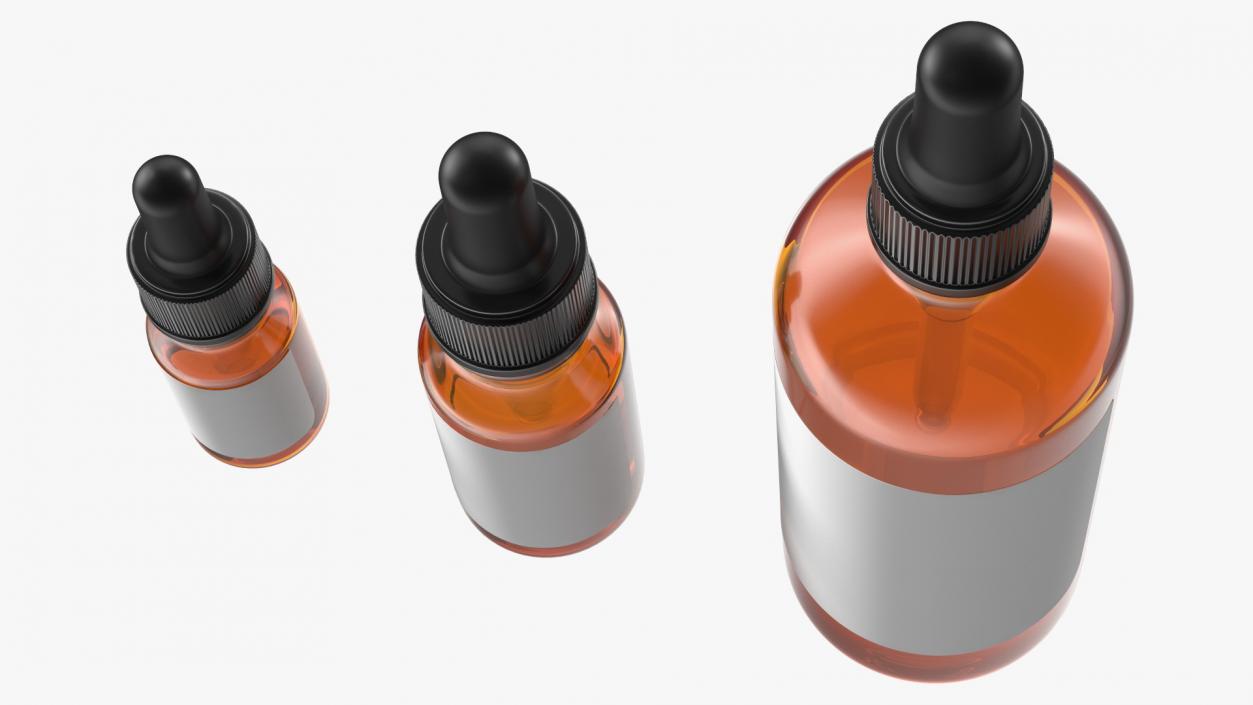 3D Amber Glass Dropper Bottles Set