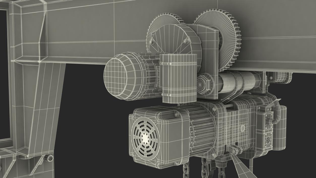 Beam Trolley Mounted Electric Chain Hoist 1T 3D model
