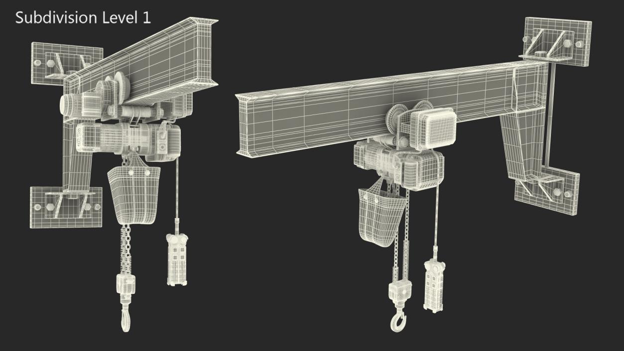 Beam Trolley Mounted Electric Chain Hoist 1T 3D model