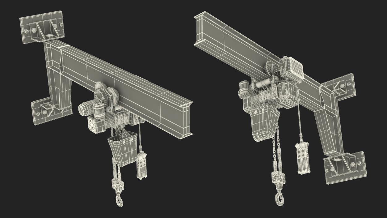 Beam Trolley Mounted Electric Chain Hoist 1T 3D model