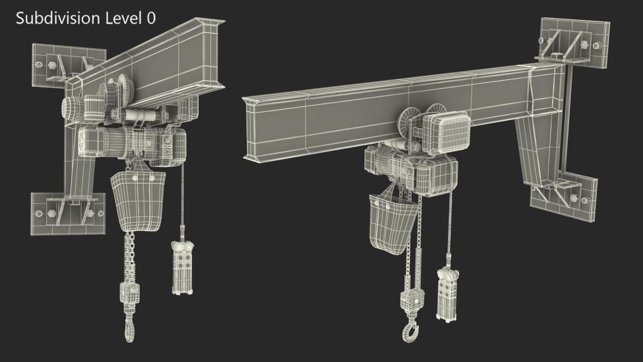 Beam Trolley Mounted Electric Chain Hoist 1T 3D model