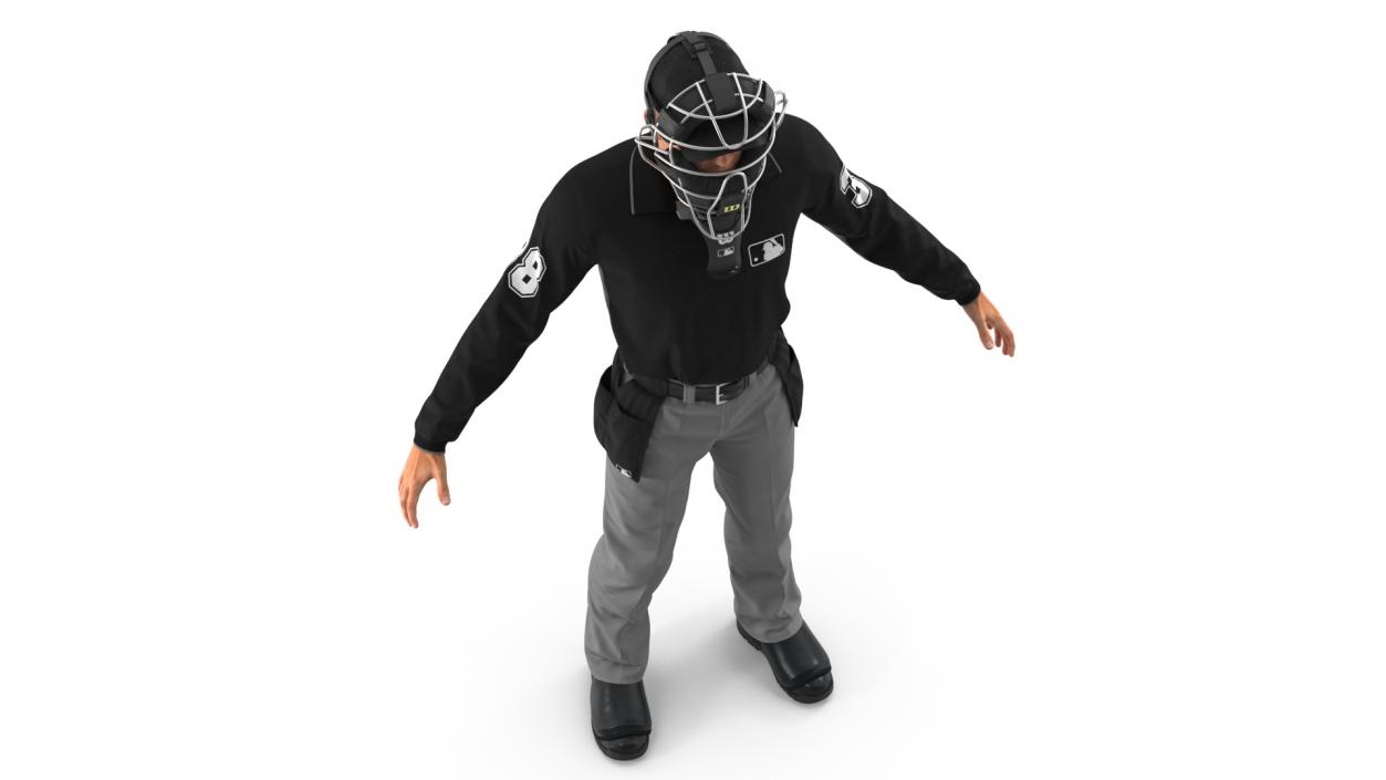 3D Baseball Umpire with Protective Mask A-Pose model