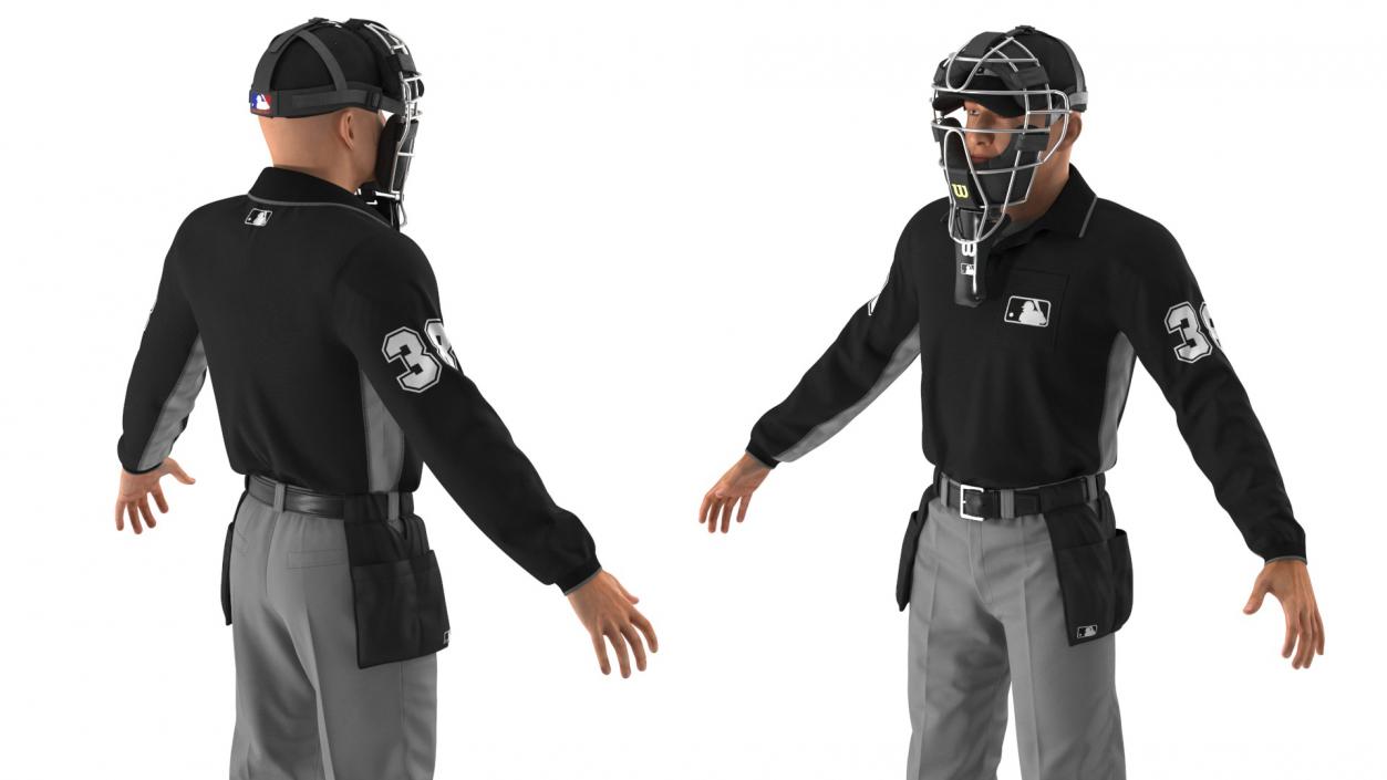 3D Baseball Umpire with Protective Mask A-Pose model