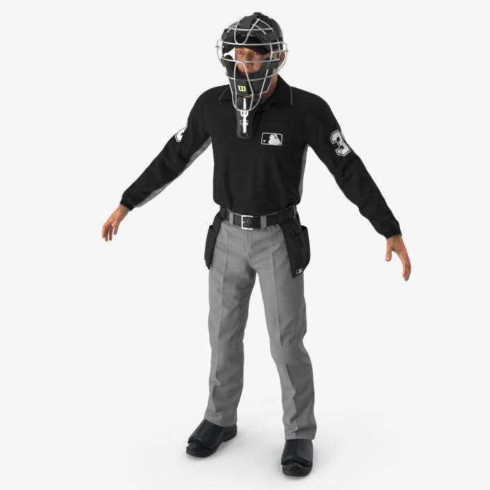 3D Baseball Umpire with Protective Mask A-Pose model