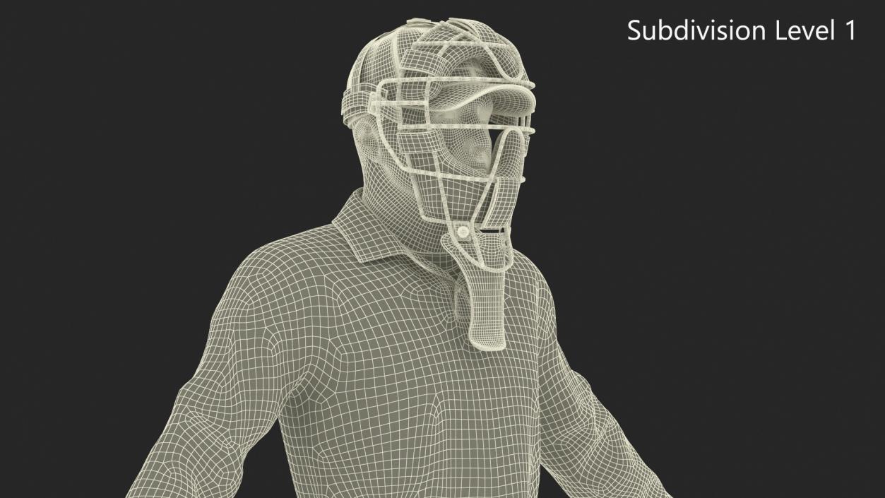 3D Baseball Umpire with Protective Mask A-Pose model