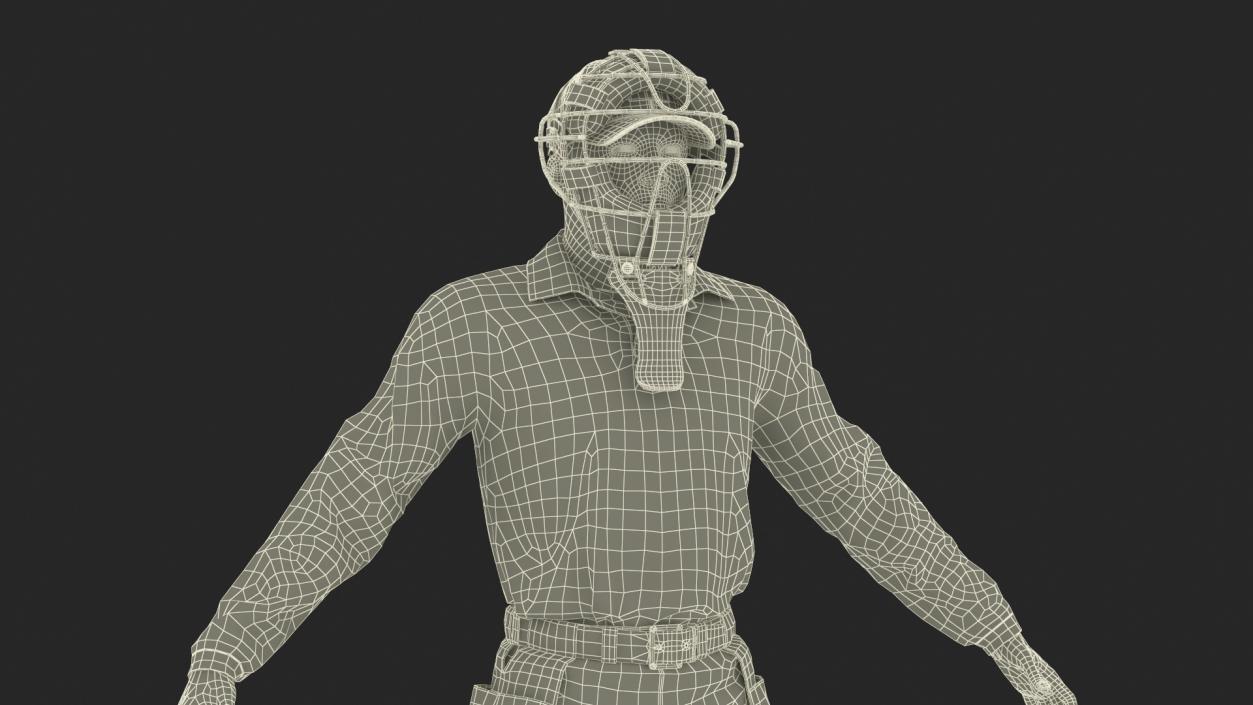 3D Baseball Umpire with Protective Mask A-Pose model