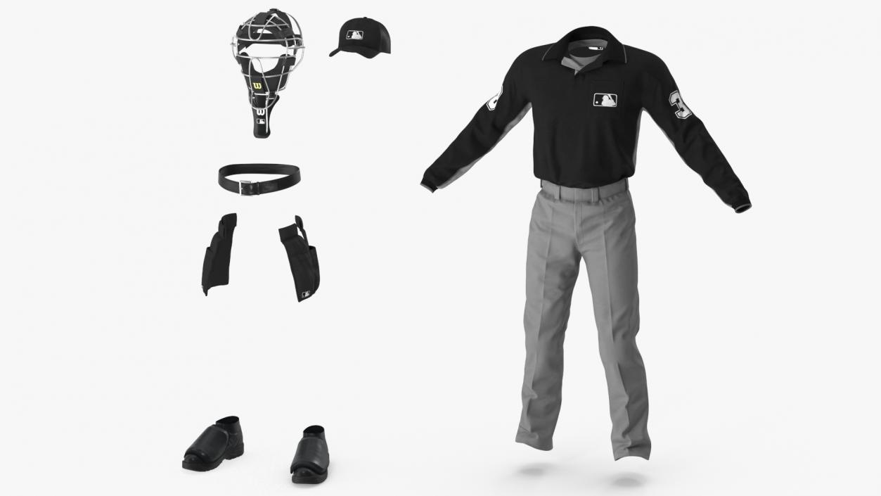 3D Baseball Umpire with Protective Mask A-Pose model