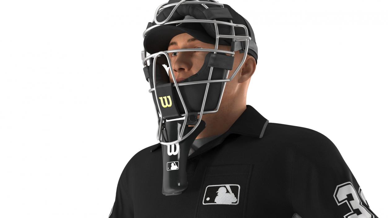 3D Baseball Umpire with Protective Mask A-Pose model